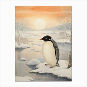 Winter Bird Painting Penguin 2 Canvas Print