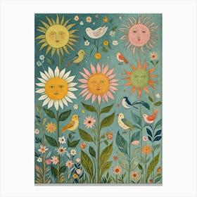 Suns And Birds Canvas Print