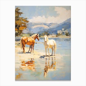 Horses Painting In Queenstown, New Zealand 2 Canvas Print