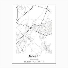 Dalkeith,United Kingdom Minimalist Map Canvas Print