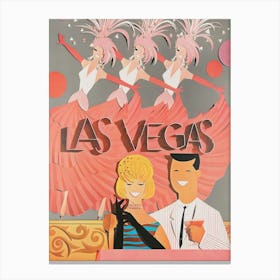 Las Vegas Showgirls Retro Vintage Travel Poster Canvas Print