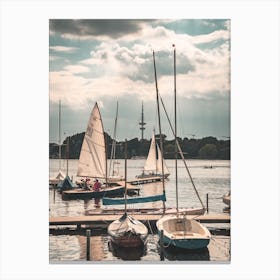 Sailboats On The Alster Lake, Hamburg Canvas Print