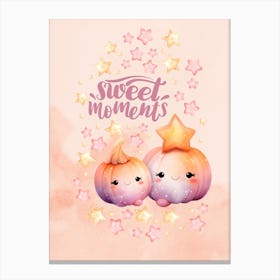 Sweet Moments watercolor background Canvas Print