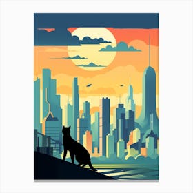 Shenzhen, China Skyline With A Cat 1 Canvas Print