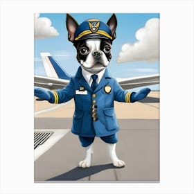 Boston Terrier Pilot 2 Canvas Print