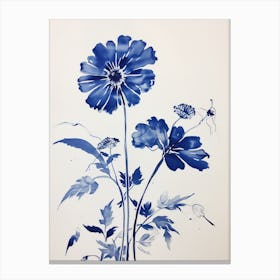 Blue Botanical Daisy 2 Canvas Print