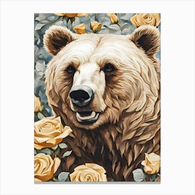 Bear With Roses Canvas Print