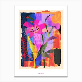 Cyclamen 2 Neon Flower Collage Poster Canvas Print