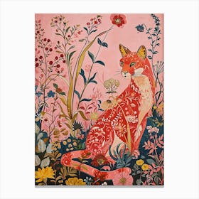 Floral Animal Painting Puma 3 Canvas Print
