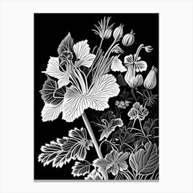 Wild Geranium Wildflower Linocut 1 Canvas Print