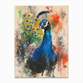 Peacock Brushstrokes 3 Canvas Print