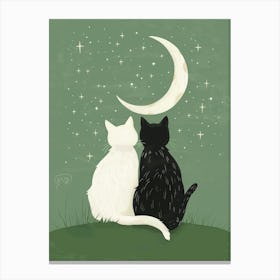 Two Cats Looking At The Moon 1 Canvas Print