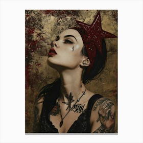 Starry Night - Woman vintage retro portrait Canvas Print