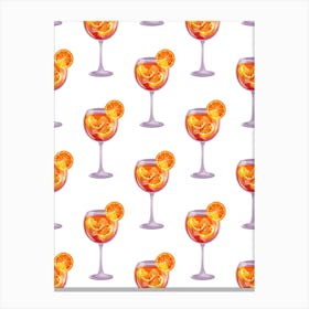 Aperol Spritz Art Print Seamless Pattern With Orange Slices Canvas Print