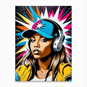 Graffiti Mural Of Beautiful Hip Hop Girl 20 Canvas Print