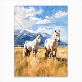 Horses Painting In Andes, Chile 1 Canvas Print