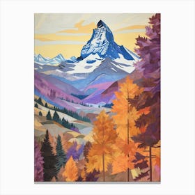 Matterhorn Italy And Switzerland 1 Colourful Mountain Illustration Canvas Print