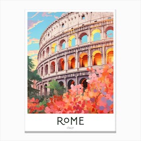 Rome, Italy Maximalist Travel Poster Vibrant Colour Canvas Print