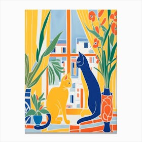 Cats By The Window Matisse Style Canvas Print