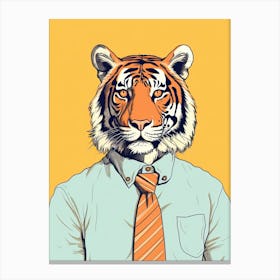 Tiger Illustrations Wearing A Smart Shirt 1 Canvas Print
