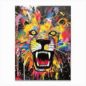 Angry Lion Basquiat style Canvas Print