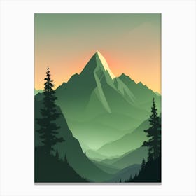 Misty Mountains Vertical Composition In Green Tone 67 Canvas Print
