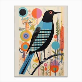 Colourful Scandi Bird Blackbird 3 Canvas Print