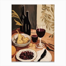 Atutumn Dinner Table With Pears And Wine Canvas Print