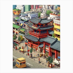 Seoul Pixel Art 2 Canvas Print