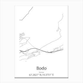 Bodo,Norway Minimalist Map Canvas Print