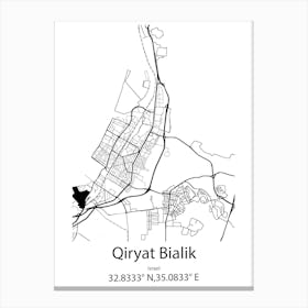 Qiryat Bialik,Israel Minimalist Map Canvas Print