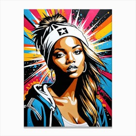 Graffiti Mural Of Beautiful Hip Hop Girl 28 Canvas Print