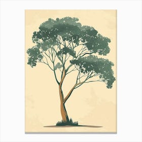 Mahogany Tree Minimal Japandi Illustration 3 Canvas Print
