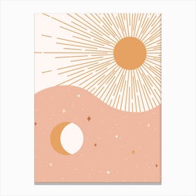 Yin Yang Blush - Sun & Moon Canvas Print