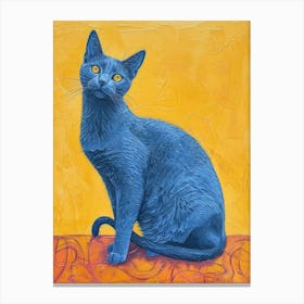 Russian Blue Cat Relief Illustration 3 Canvas Print