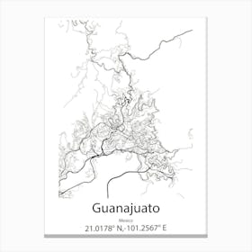 Guanajuato,Mexico Minimalist Map Canvas Print