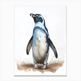 Humboldt Penguin Robben Island Watercolour Painting 2 Canvas Print