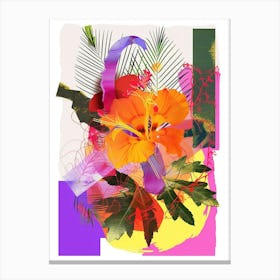 Marigold 2 Neon Flower Collage Canvas Print