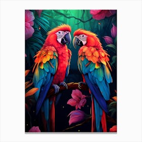 Two Parrots In The Jungle 1 Canvas Print