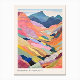 Snowdonia National Park Wales Colourful Mountain Illustration Poster Canvas Print