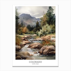 Estes Park, Colorado 4 Watercolor Travel Poster Canvas Print