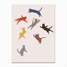 Funny Flying Cats Matisse Cutout Minimal Canvas Print
