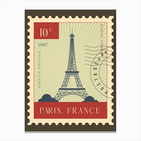 Paris Eiffel Tower Postage Stamp Travel Canvas Print