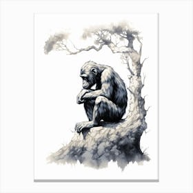 Watercolour Thinker Monkey 6 Canvas Print