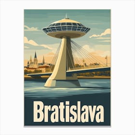 Aihrgdesign A Retro Travel Poster For Bratislava Canvas Print