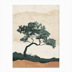 Teak Tree Minimal Japandi Illustration 2 Canvas Print