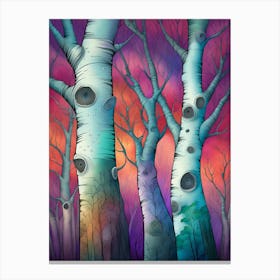 Trees Tree Trunks Branches Woods Forest Woodland Outdoors Wilderness Scene Landscape Scenery Rural Nature Canvas Print