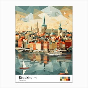 Stockholm, Sweden, Geometric Illustration 3 Poster Canvas Print