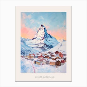 Dreamy Winter Painting Poster Zermatt Switzerland 3 Canvas Print