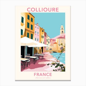 Collioure, France, Flat Pastels Tones Illustration 4 Poster Canvas Print